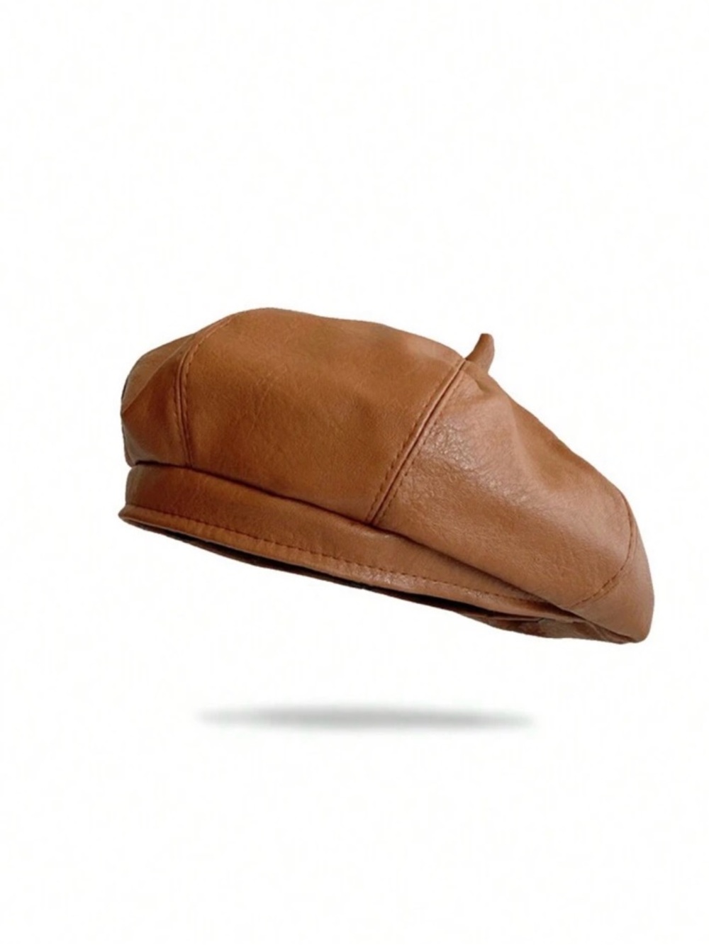 Tan Leather Newsboy Cap